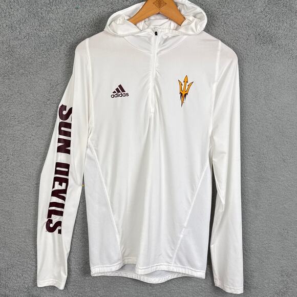 Adidas Climalite 1/4 Zip Performance Hoodie Arizona Sun Devils SZ S Team Spirit - Picture 2 of 7